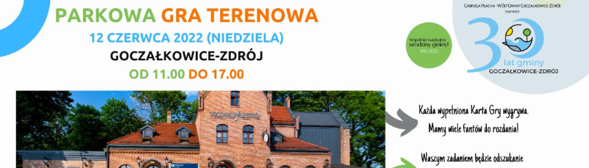 Plakat z informacjami o grze terenowej