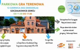 Plakat z informacjami o grze terenowej